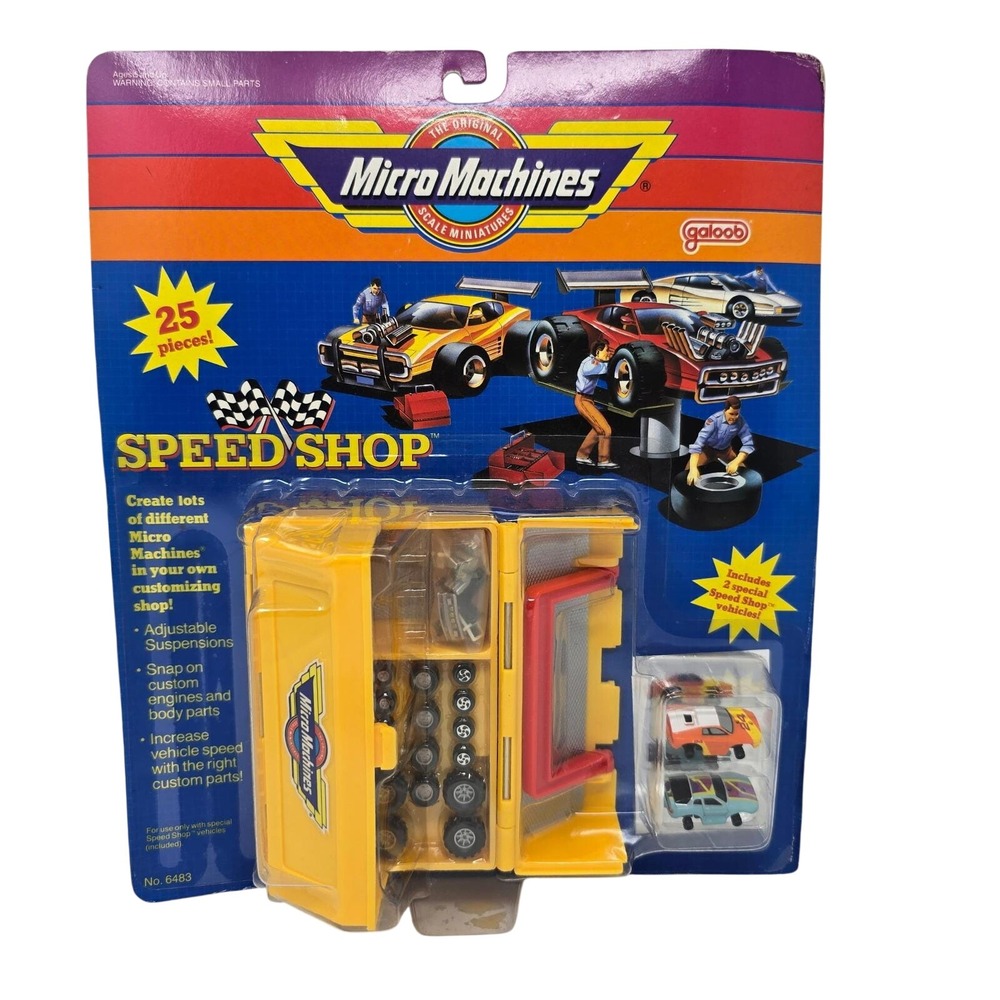 Vintage Micro Machines Speed Shop Galoob 6483 25 Piece Set New on Card 1990 READ